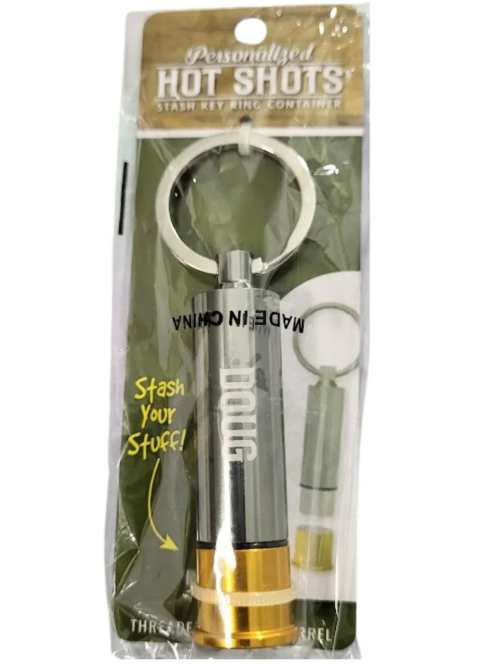 SWIBCO Personalized Hot Shots Gray Stash Key Ring DOUG - New In Package